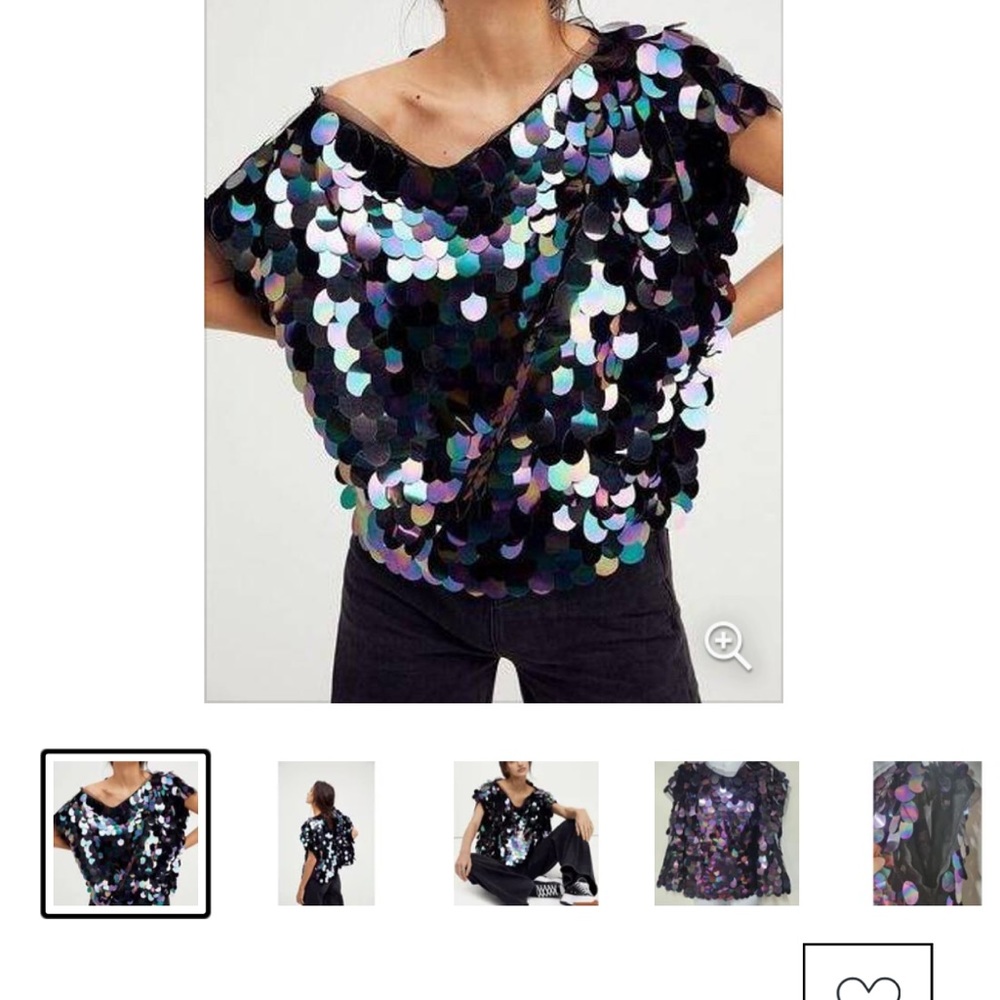 Free People Shimmy Shimmy Iridescent Sequin Top